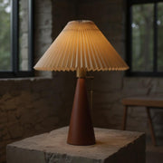Walnut Cone Pleated Shade Table Lamp – Modern Warm Ambient Light