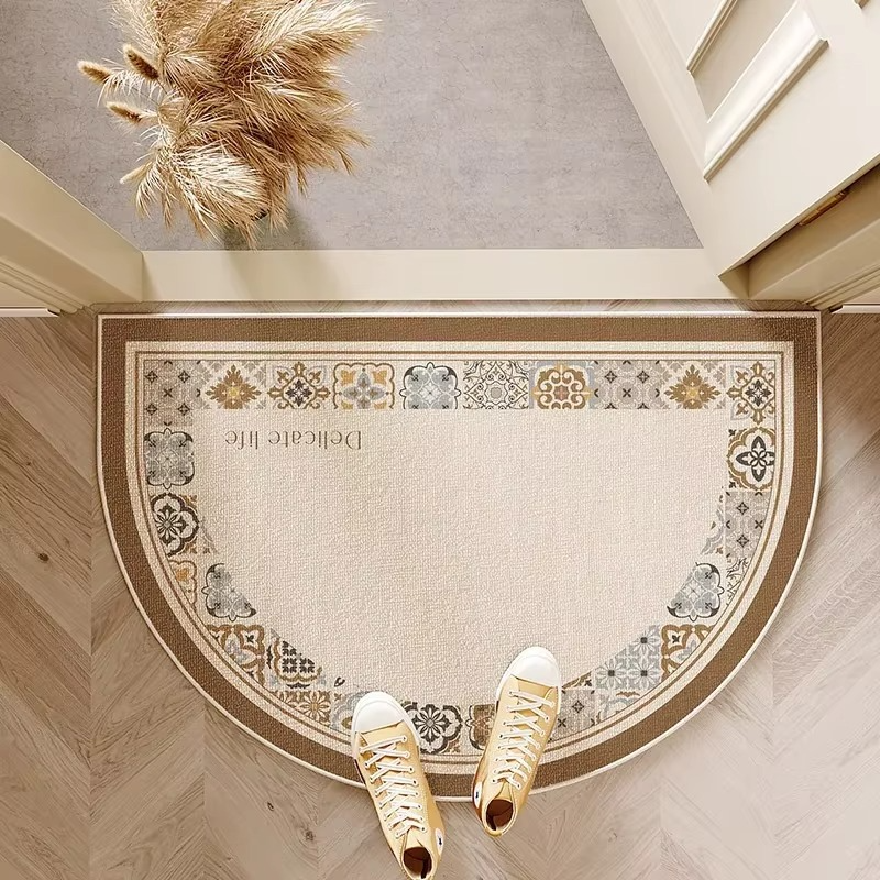 Linova Semicircle Doormat – Geometric Textured Entry Rug Modern Indoor Outdoor Non-Slip Entryway