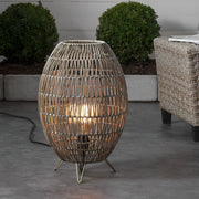 Woven Rattan Mesh Floor Lantern Lamp  – Waterproof LED Outdoor Patio Lamp