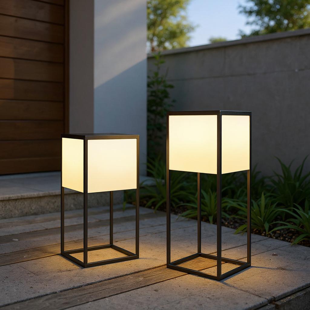 Minimalistic Cube Outdoor Floor Lamp – Waterproof LED Garden and Patio Light