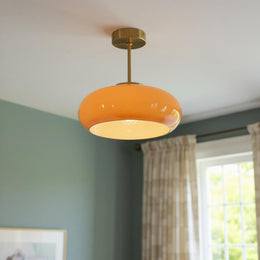 Amber Glass Semi Flush Ceiling Light – Mid-Century Modern Lighting Fixture