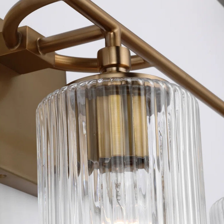 Ridglen Vanity Light – Brass Glass Bathroom Wall Sconce 3-Light Modern Decorative Lighting Fixture