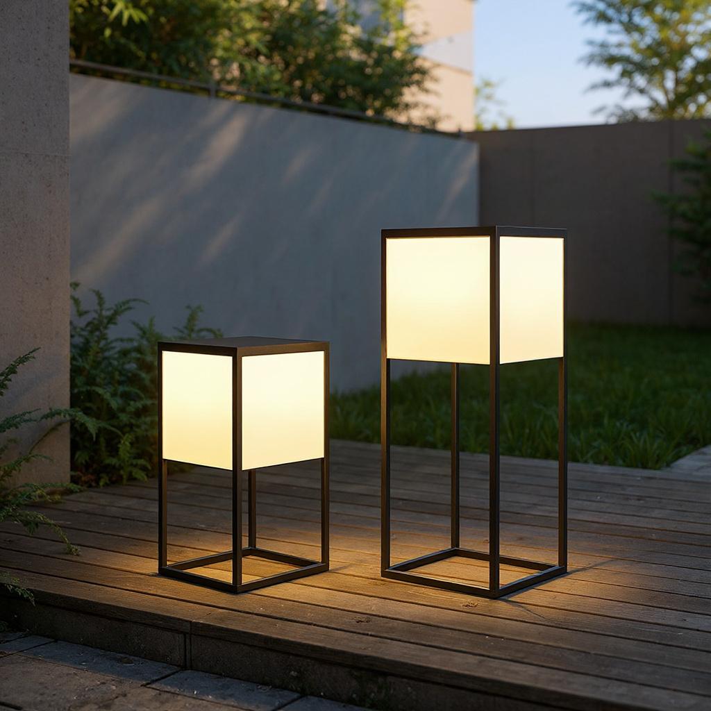 Minimalistic Cube Outdoor Floor Lamp – Waterproof LED Garden and Patio Light