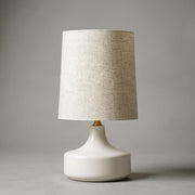 Ceramic Base Linen Shade Table Lamp – Modern Neutral Bedside Light
