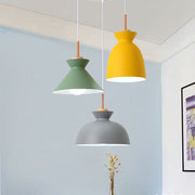Scandinavian Wood Accent Pendant Light – Modern Minimalist LED Ceiling Fixture
