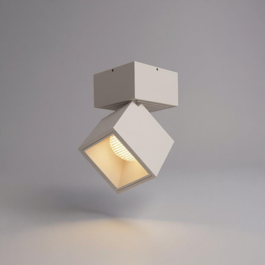 Modern Adjustable Cube LED Ceiling Light – Semi-Flush Rotatable Aluminium Fixture