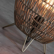 Woven Rattan Mesh Floor Lantern Lamp  – Waterproof LED Outdoor Patio Lamp