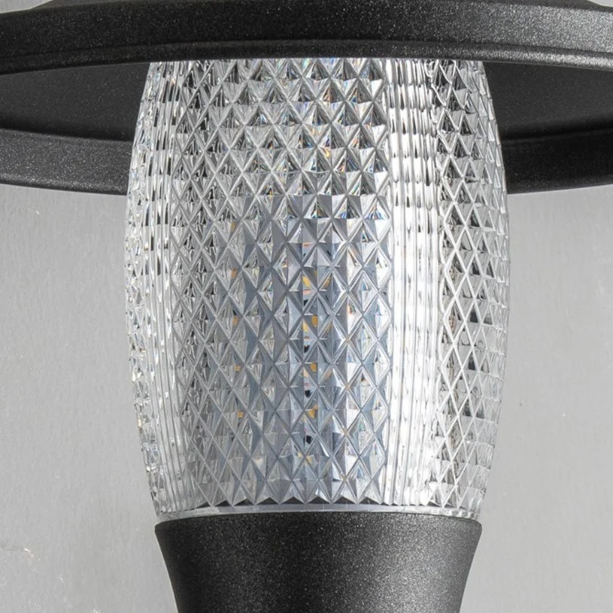 Aldric Lantern Wall Sconce – Outdoor LED Textured Glass Black Metal Patio Entryway Decorative Lighting Fixture