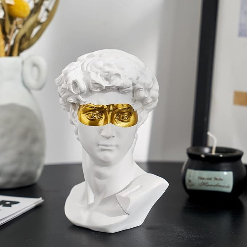 Obsidian Muse Sculpture – Classical Greek Statue Bust Black Gold Decorative Home Decor Living Room Bedroom
