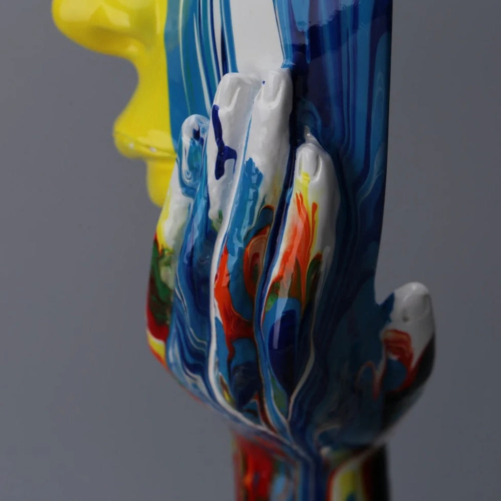 Prismara Abstract Face Sculpture – Modern Colorful Decorative Art Statue Living Room Bedroom Decor