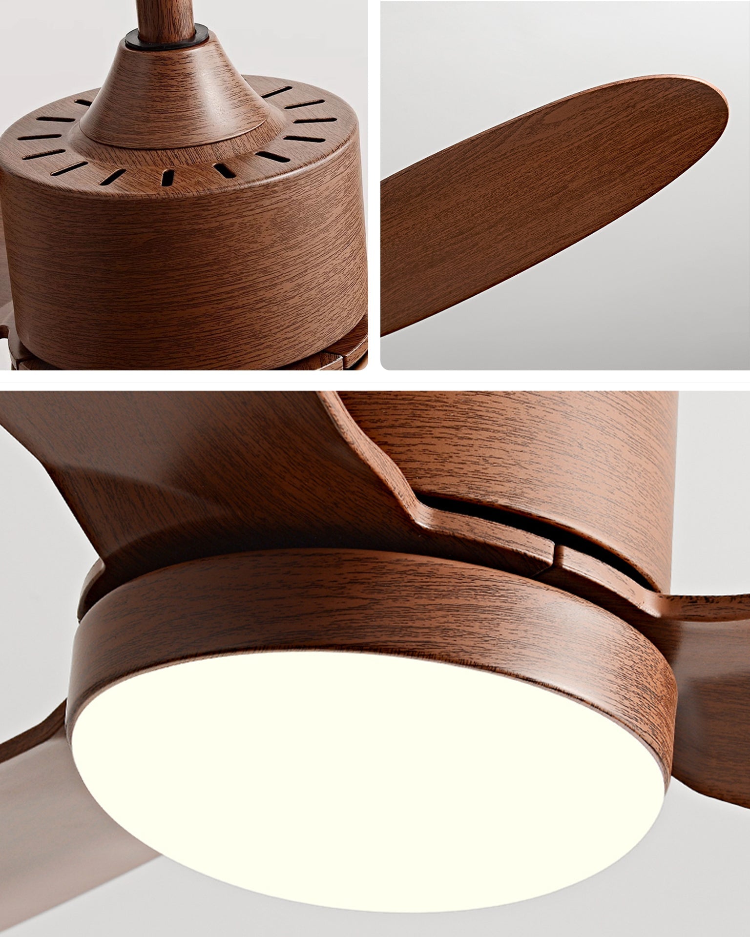Hexton Aero Ceiling Fan – Modern Wood Finish Bedroom Living Room LED Light Remote Control Quiet
