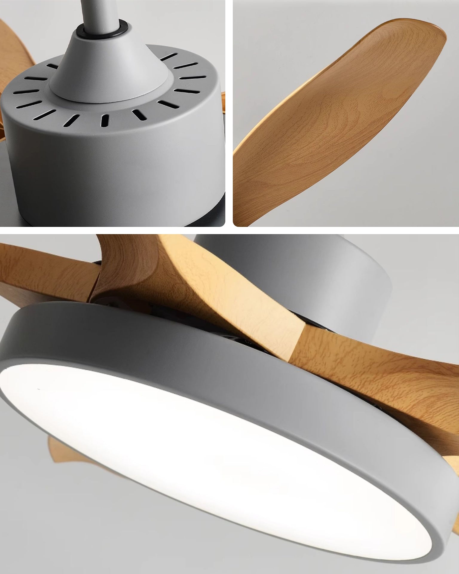 Bryndel Ceiling Fan – Modern Wood Blade Ceiling Fan Light Living Room Bedroom LED Integrated Remote Control
