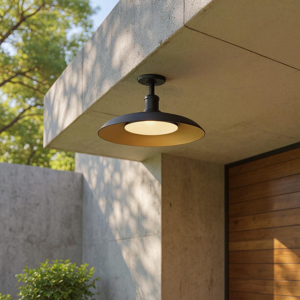 Industrial LED Outdoor Ceiling Light – Weatherproof Porch and Patio Fixture