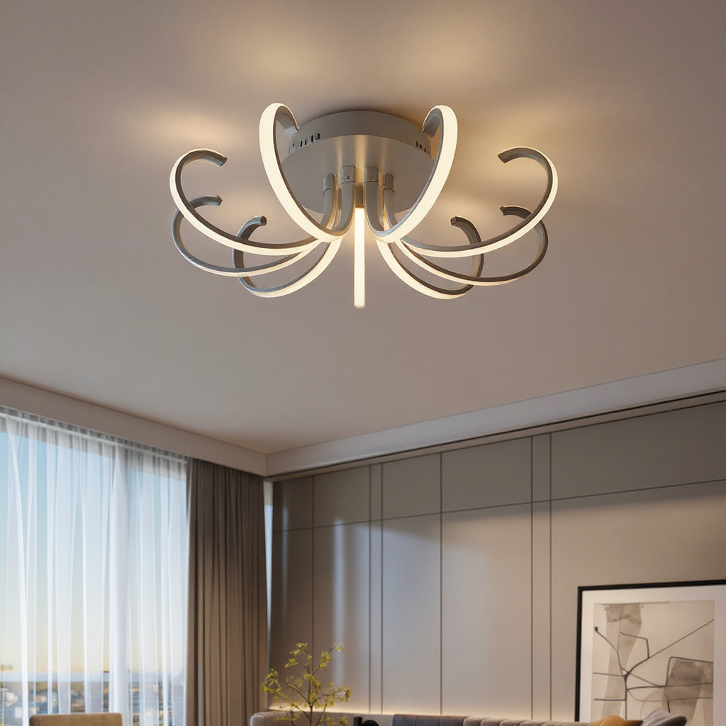 Curva Loop Flush Mount Ceiling Light – Modern Sculptural LED Ceiling Light for Interior Spaces