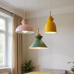 Scandinavian Wood Accent Pendant Light – Modern Minimalist LED Ceiling Fixture