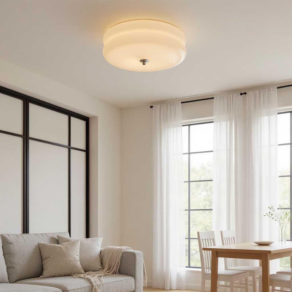 Heron Vintage Dome Ceiling Light – Art Deco Glass Flush Mount Lighting Fixture