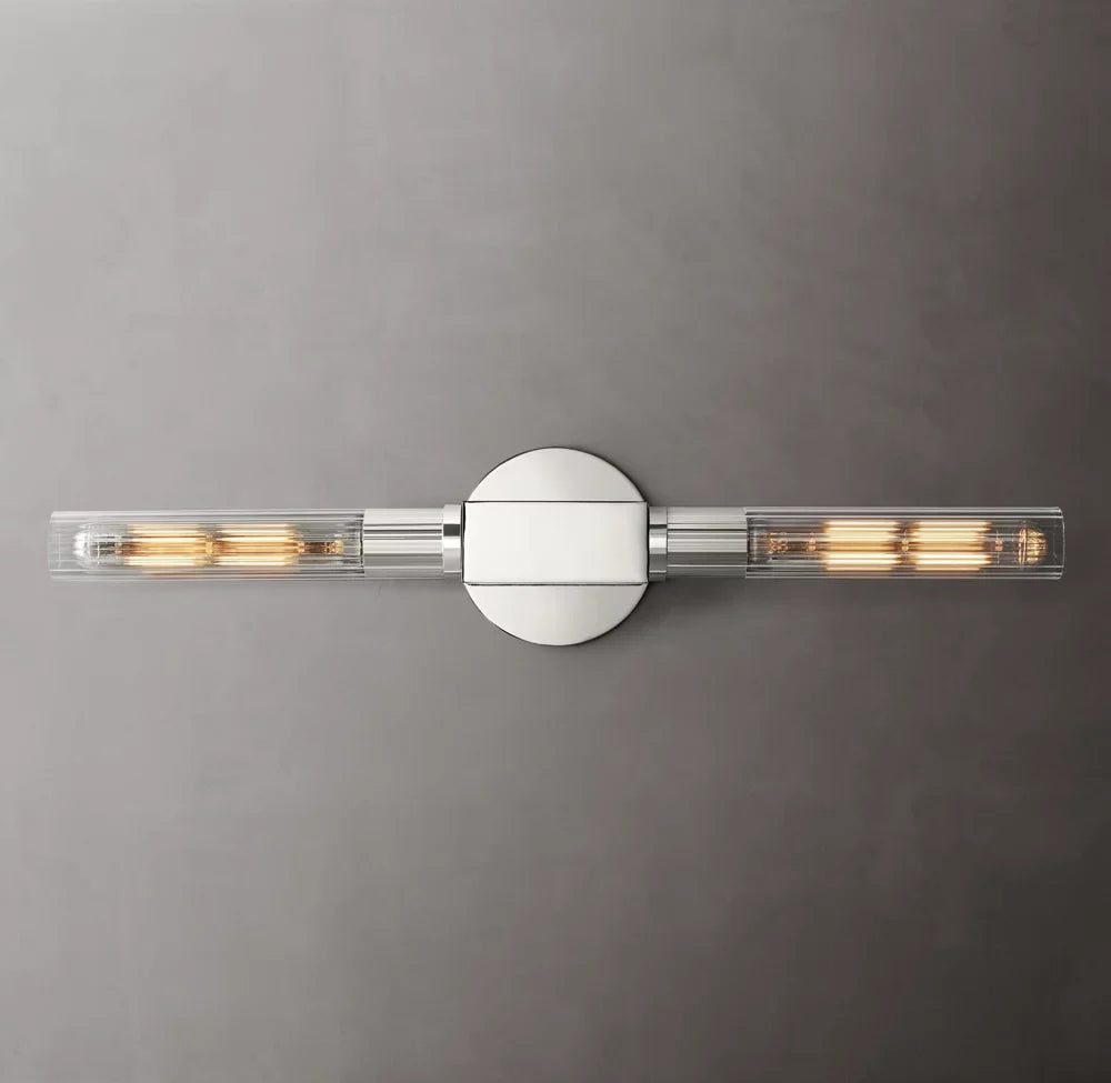 Canella Linear Wall Sconce – Brass Ribbed Glass Linear Wall Lighting Fixture