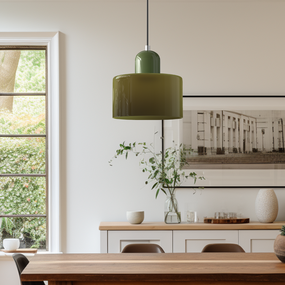 Glass Cylinder Pendant Light – Modern Colourful Hanging Fixture