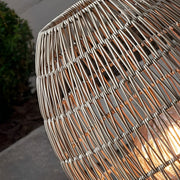 Woven Rattan Mesh Floor Lantern Lamp  – Waterproof LED Outdoor Patio Lamp