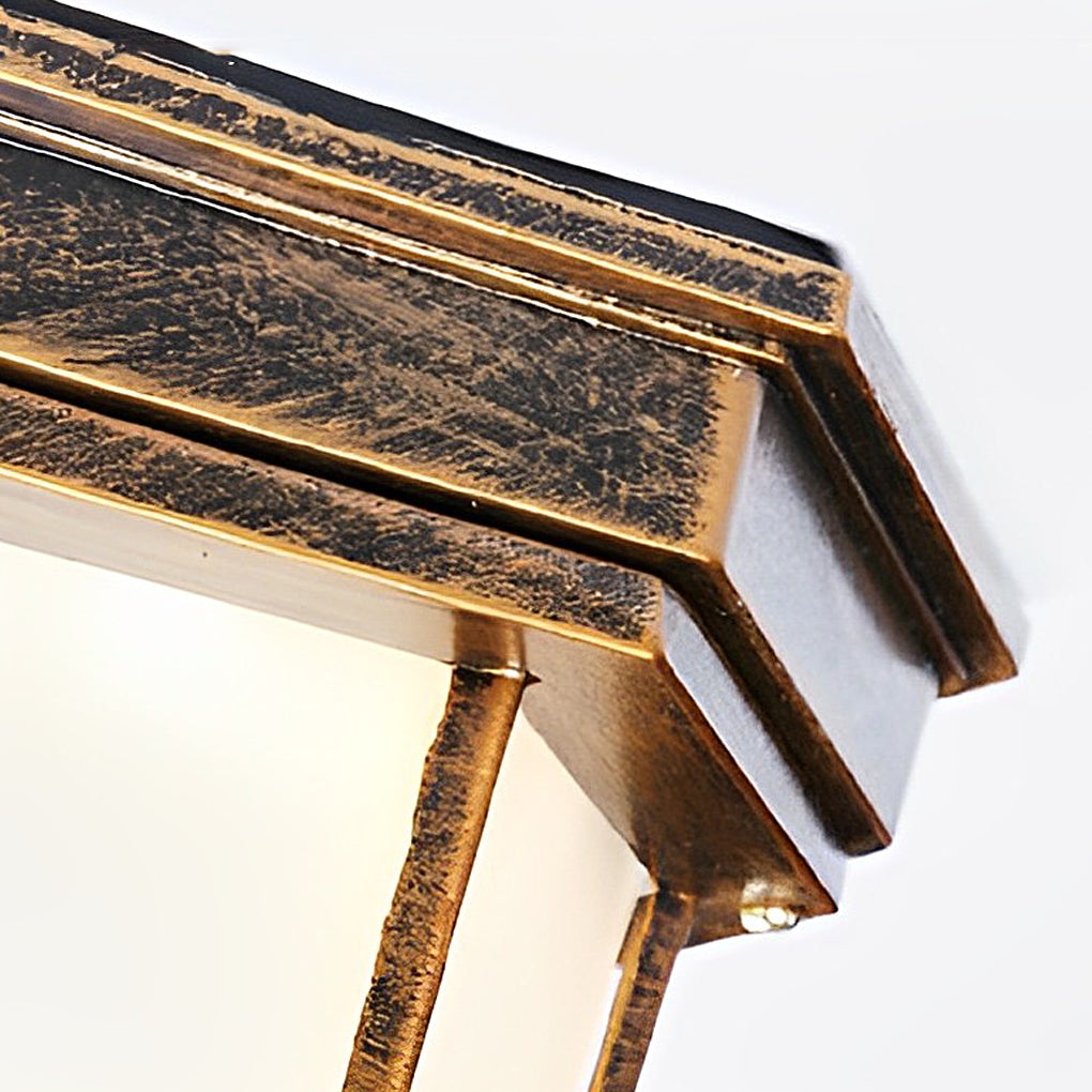 OctaFrame Frosted Glass Flush Mount Light – Waterproof LED Outdoor Porch Ceiling Fixture