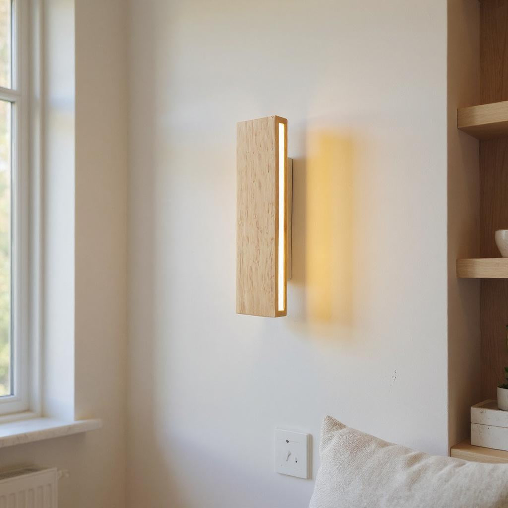 Natural Wood LED Wall Sconce – Minimalist Linear Accent Light
