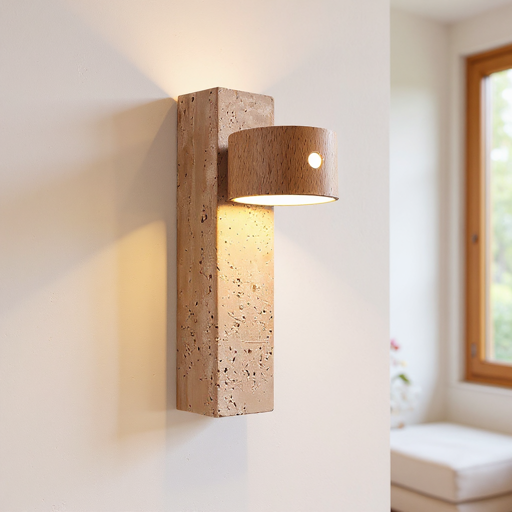 Strata Beam Stone Wall Lamp – Adjustable Rechargeable Modern Architectural Accent Light