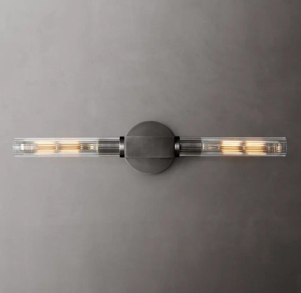 Canella Linear Wall Sconce – Brass Ribbed Glass Linear Wall Lighting Fixture