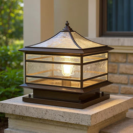 Textured Glass LED Pillar Lights – Waterproof Outdoor Fixtures