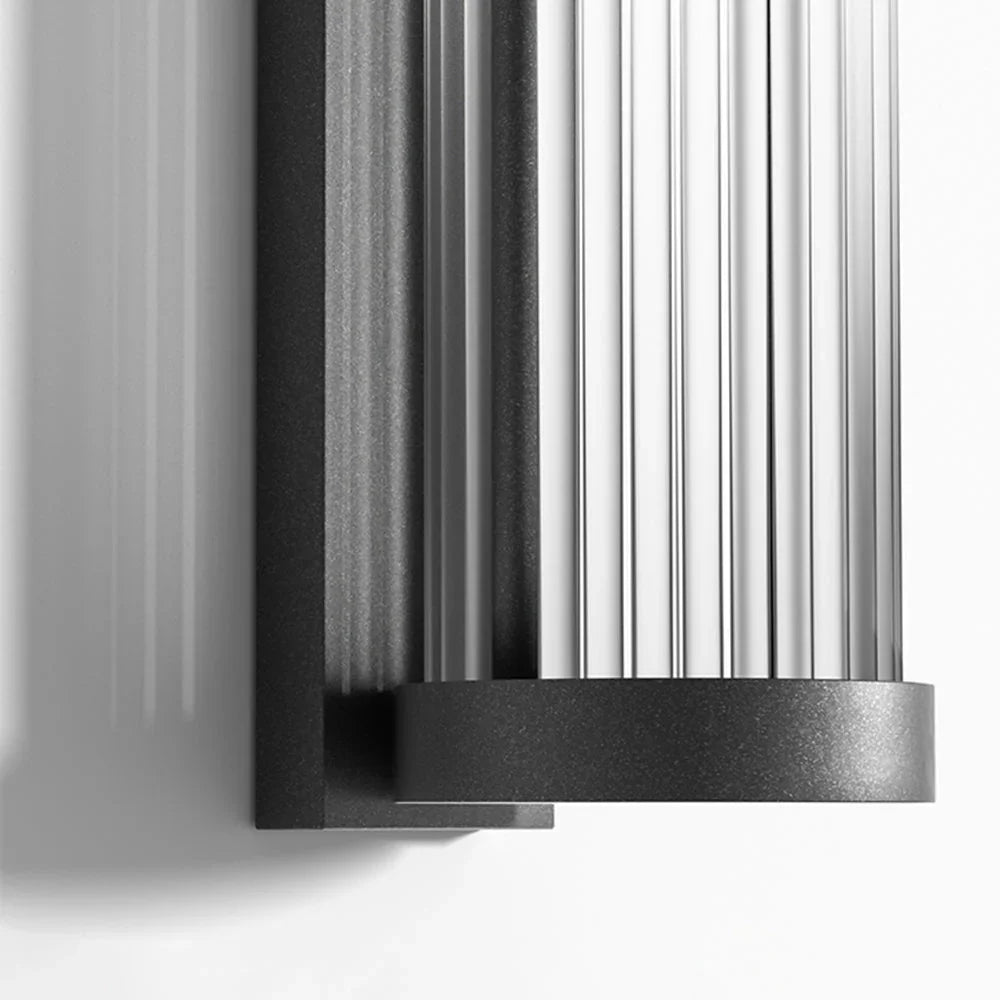 Stratum Ridge Wall Sconce – Modern Black Ribbed Glass Decorative Lighting Bedroom Living Room Hallway