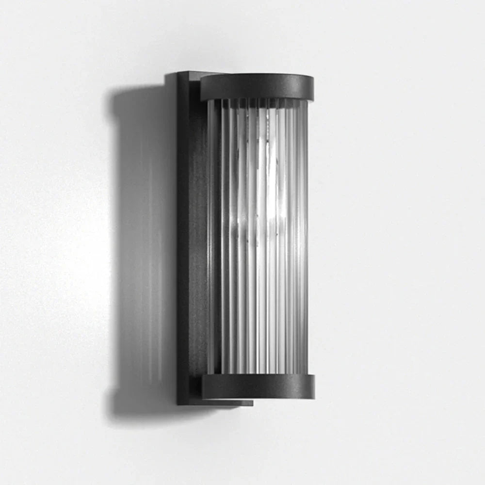 Stratum Ridge Wall Sconce – Modern Black Ribbed Glass Decorative Lighting Bedroom Living Room Hallway