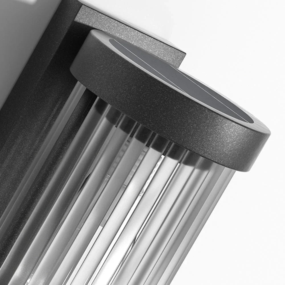 Stratum Ridge Wall Sconce – Modern Black Ribbed Glass Decorative Lighting Bedroom Living Room Hallway