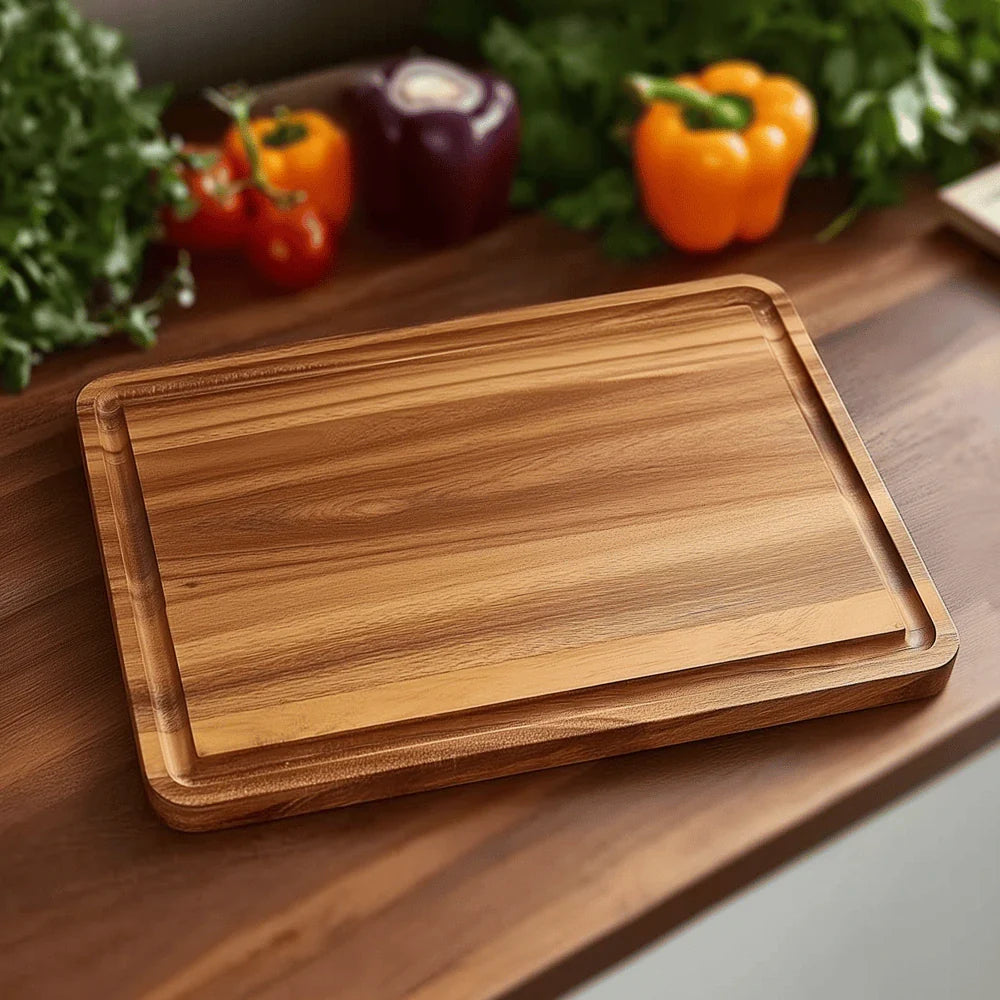 Timbren Acacia Cutting Board Set – Wood Butcher Block Juice Groove Kitchen Chopping Board 3 Sizes
