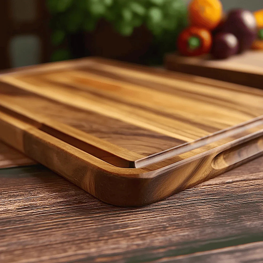Timbren Acacia Cutting Board Set – Wood Butcher Block Juice Groove Kitchen Chopping Board 3 Sizes
