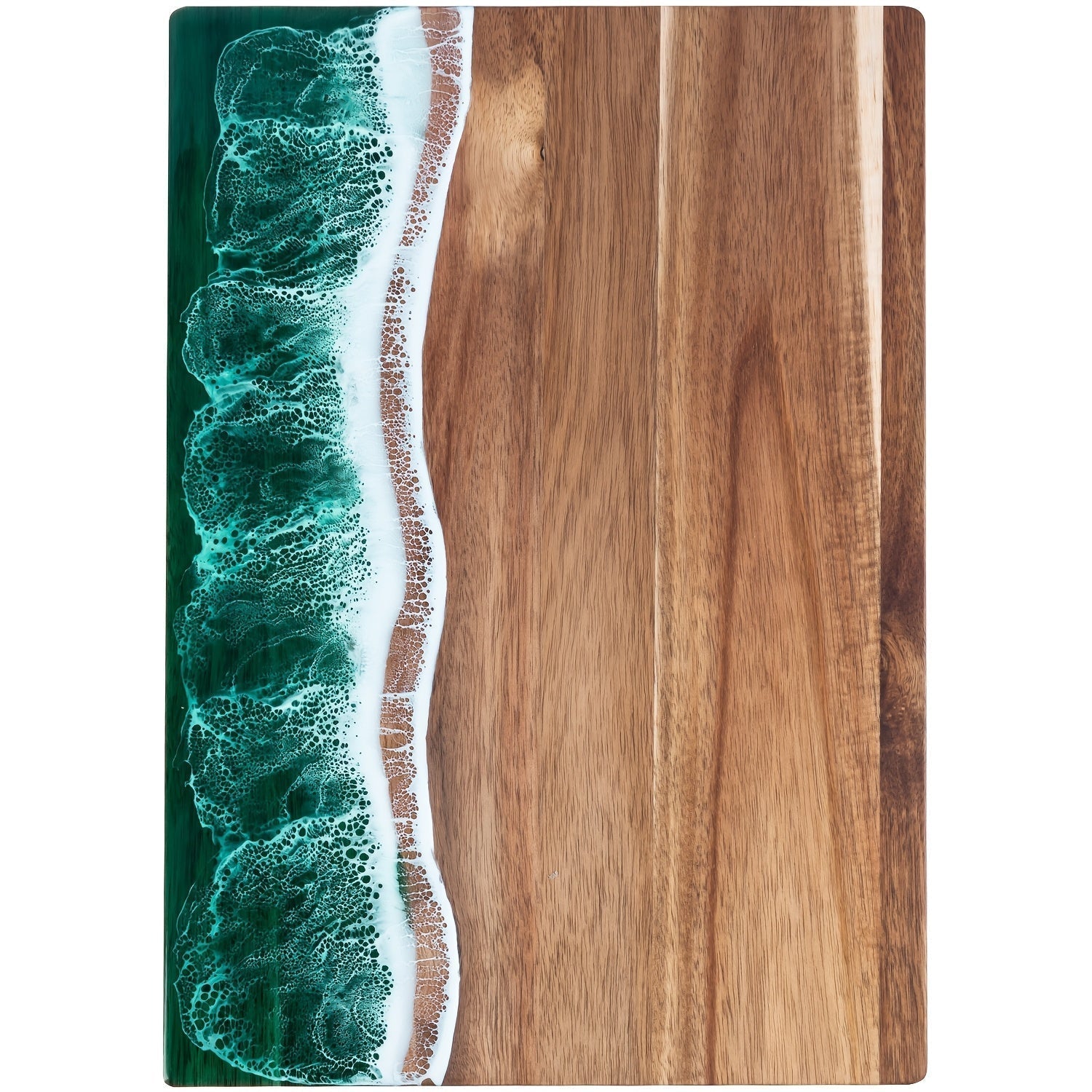 Tidara Ocean Resin Cutting Board – Acacia Wood Charcuterie Serving Board Kitchen Handmade Coastal Decor