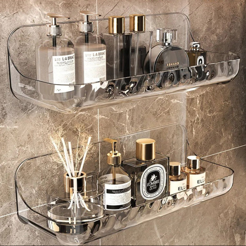 Vistral Clear Acrylic Wall Shelf – Adhesive Bathroom Organizer Storage Shower Caddy Vanity