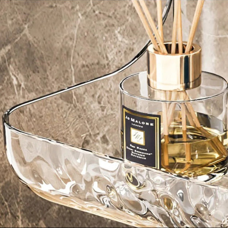 Vistral Clear Acrylic Wall Shelf – Adhesive Bathroom Organizer Storage Shower Caddy Vanity