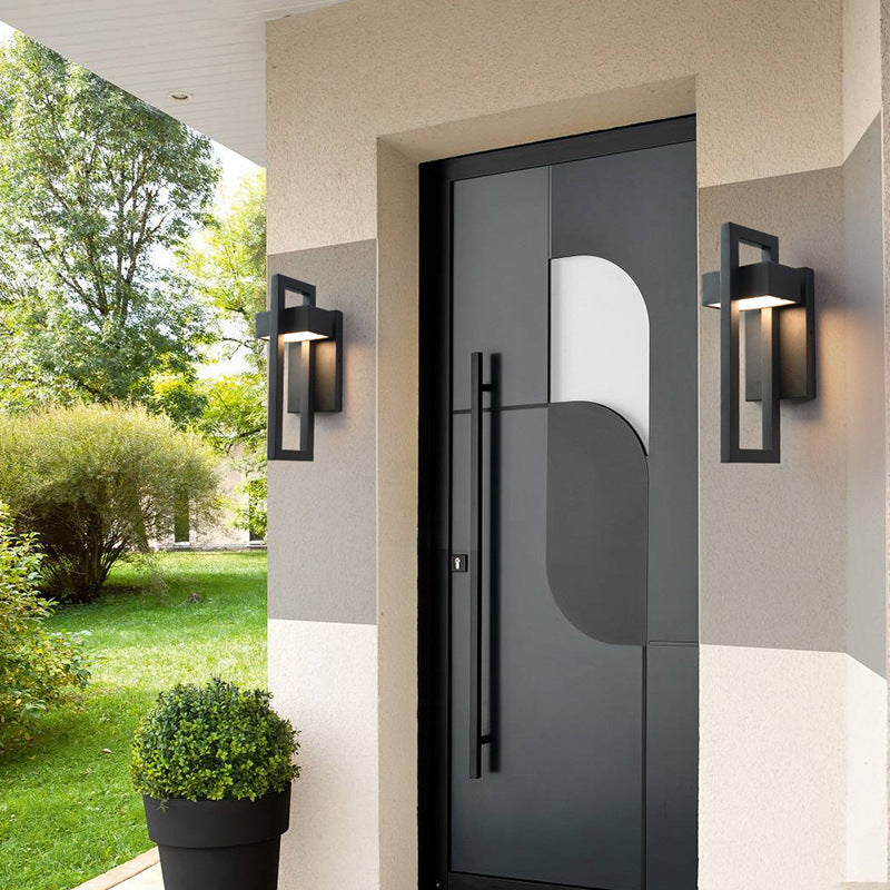 Geometric Outdoor Wall Light – Modern Aluminium LED Sconce