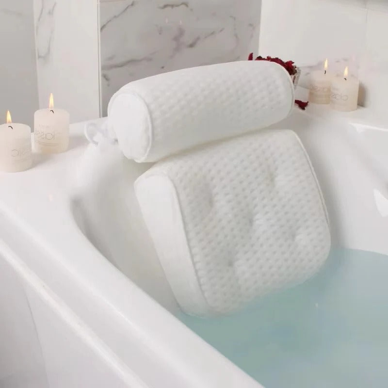 Cloudrest Bath Pillow – Ergonomic Spa Bathtub Cushion Neck Head Shoulder Support Quick Dry Air Mesh Suction