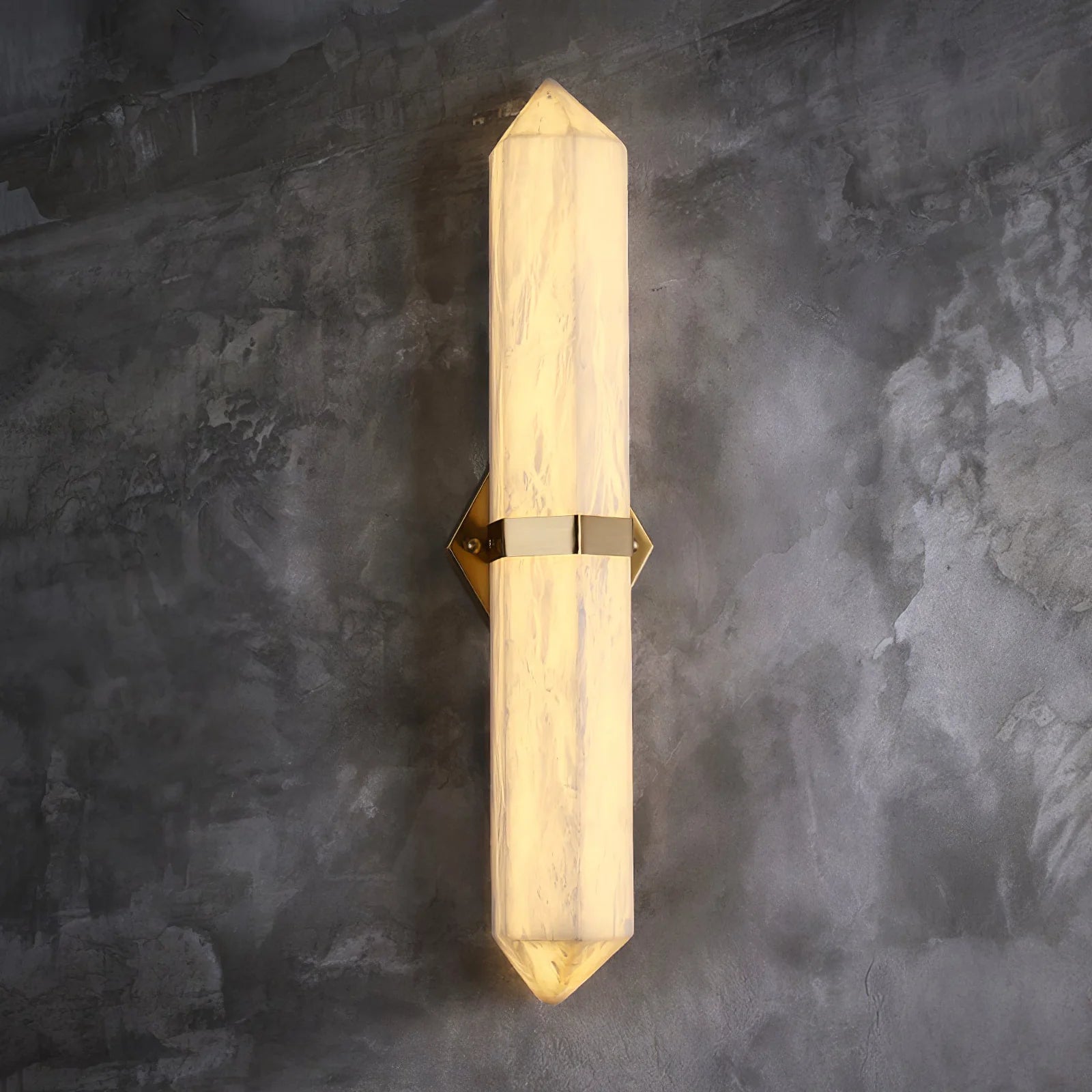Ivory Obelisk Wall Sconce – Marble Finish LED Wall Light for Hallways and Living Rooms
