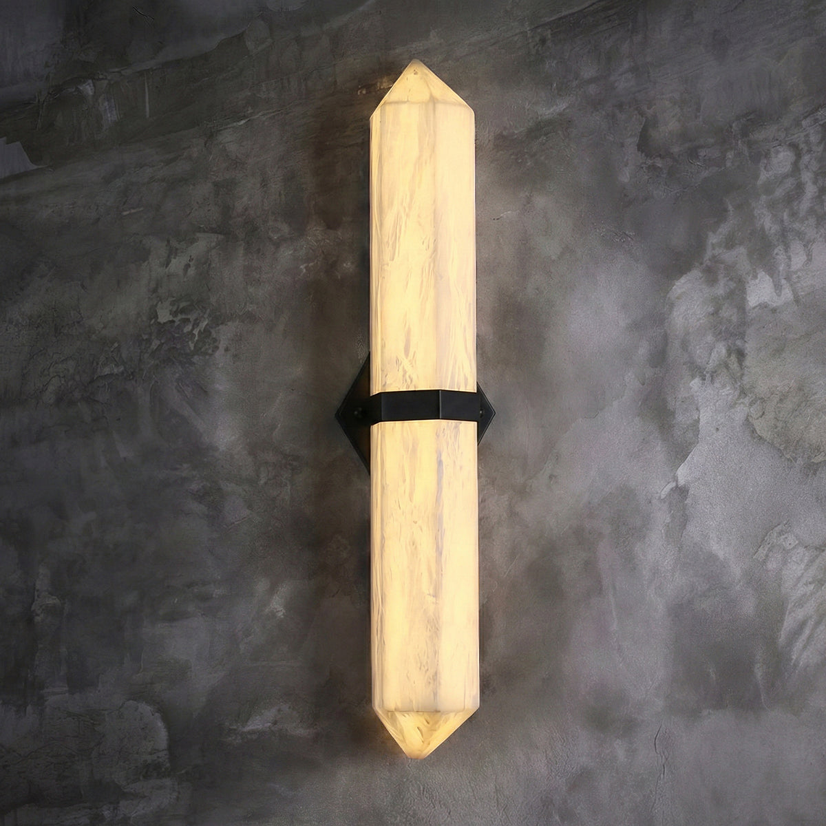 Ivory Obelisk Wall Sconce – Marble Finish LED Wall Light for Hallways and Living Rooms