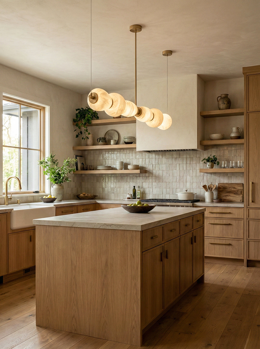 Alabaster River Chandelier – LED Indoor Modern Dining Room Light Fixture Linear Alabaster Finish