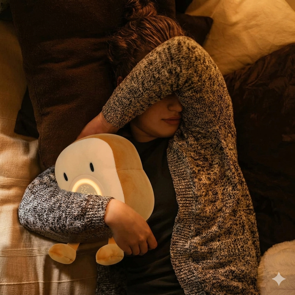 Toasty Toast Alarm Clock – LED Plush Digital Night Light Rechargeable Kids Bedroom Bedside Clock Snooze