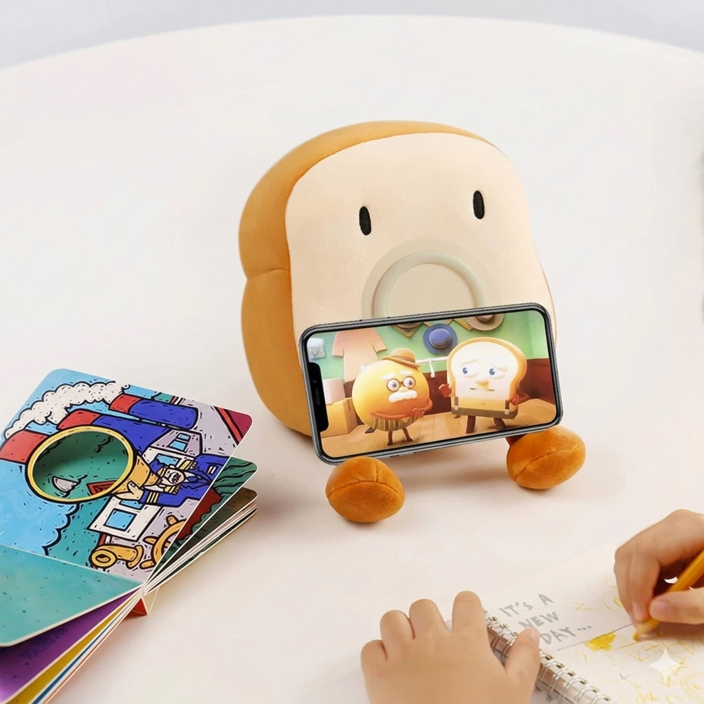 Toasty Toast Alarm Clock – LED Plush Digital Night Light Rechargeable Kids Bedroom Bedside Clock Snooze