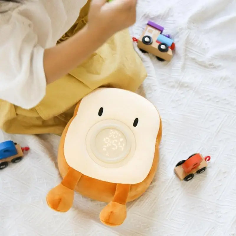 Toasty Toast Alarm Clock – LED Plush Digital Night Light Rechargeable Kids Bedroom Bedside Clock Snooze