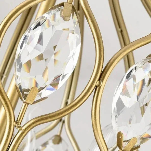Calantha Crystal Pendant Light – Gold Brass Cage Dining Room Chandelier Decorative Lighting Kitchen Island