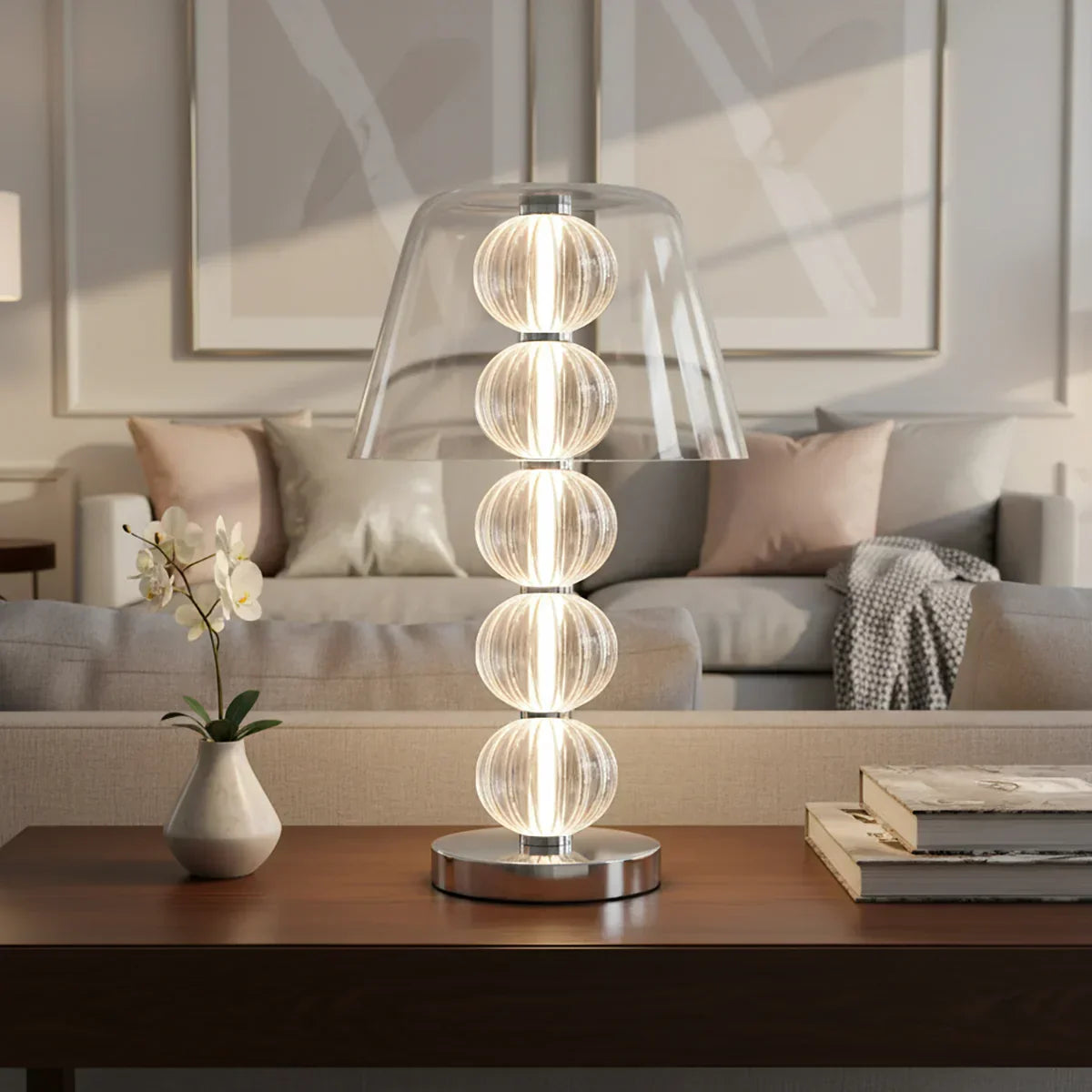 Cinder Dome Table Lamp – LED Integrated Warm White Glass Accent Light