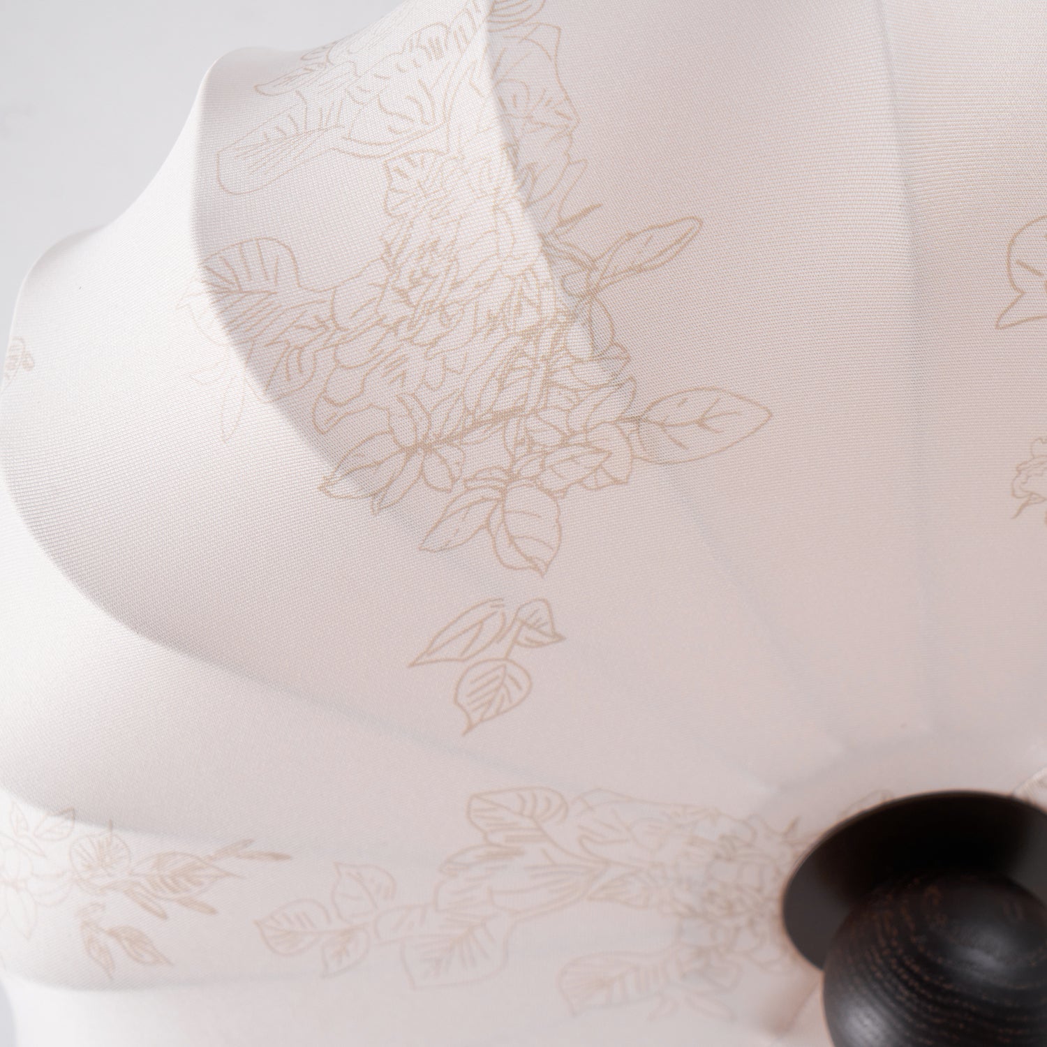 Fabric Scallop Semi-Flush Ceiling Light – Vintage Cream Fixture with Wood Accents