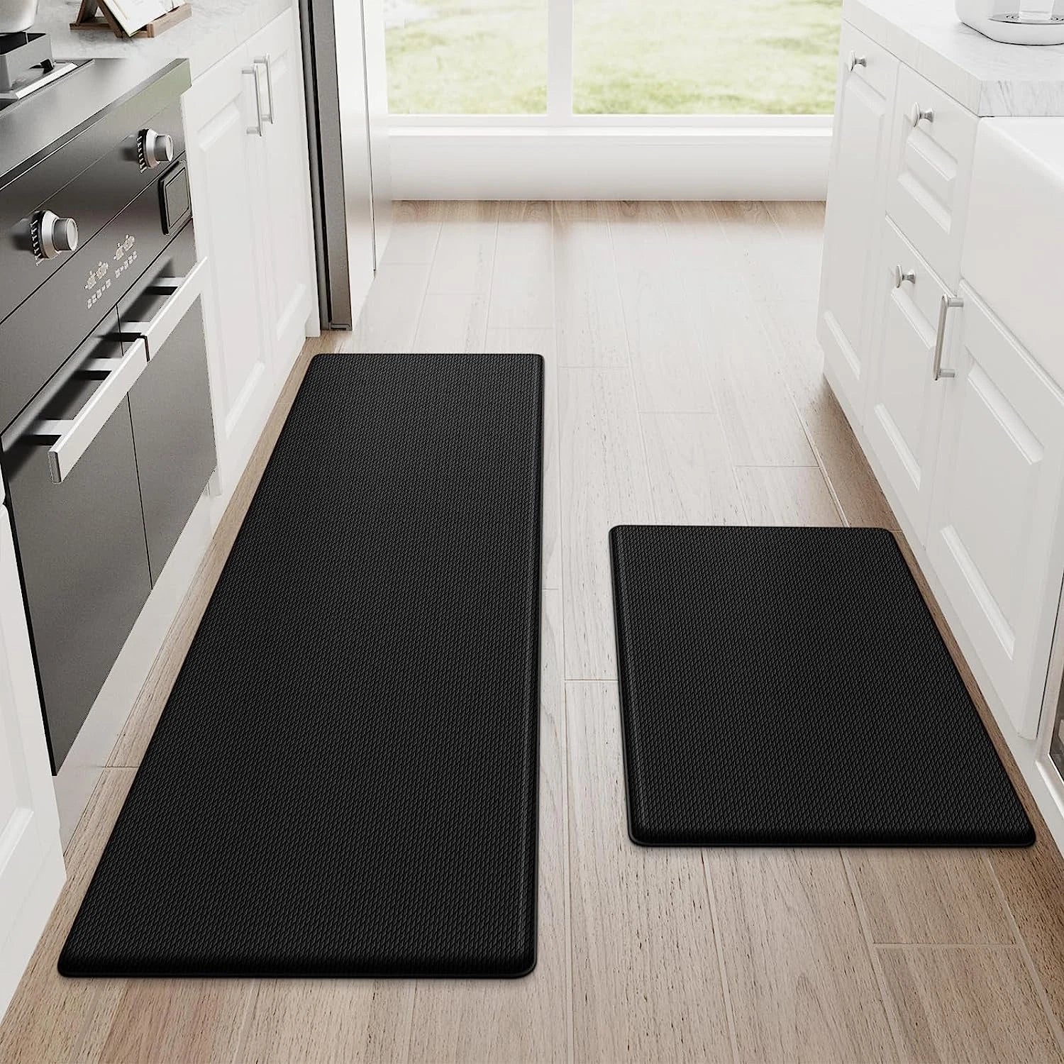 Corduroy Comfort Kitchen Mat – Anti Fatigue Memory Foam Non Slip Floor Runner Standing Cushion Gray