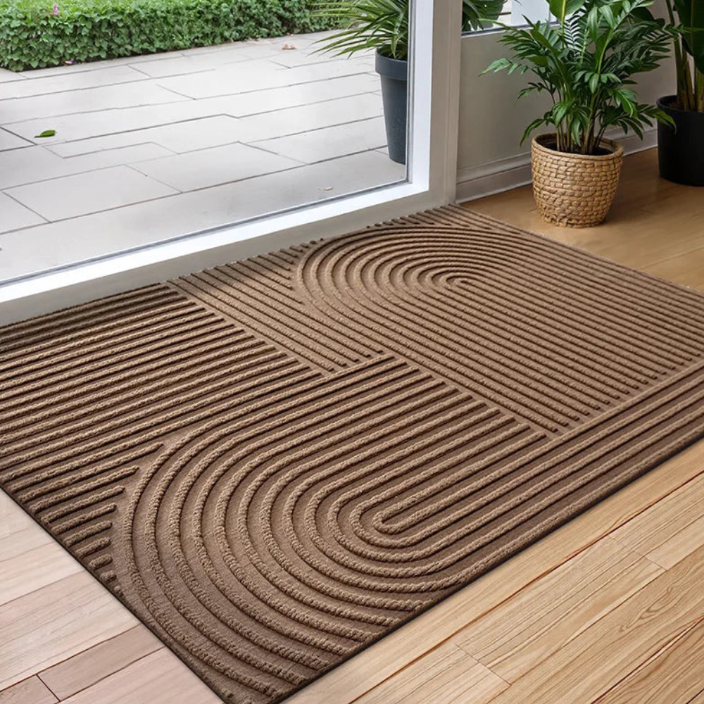 Wavecrest Entrance Mat – Outdoor Indoor Door Mat Rubber Backed Polyester Textured Non Slip Entryway
