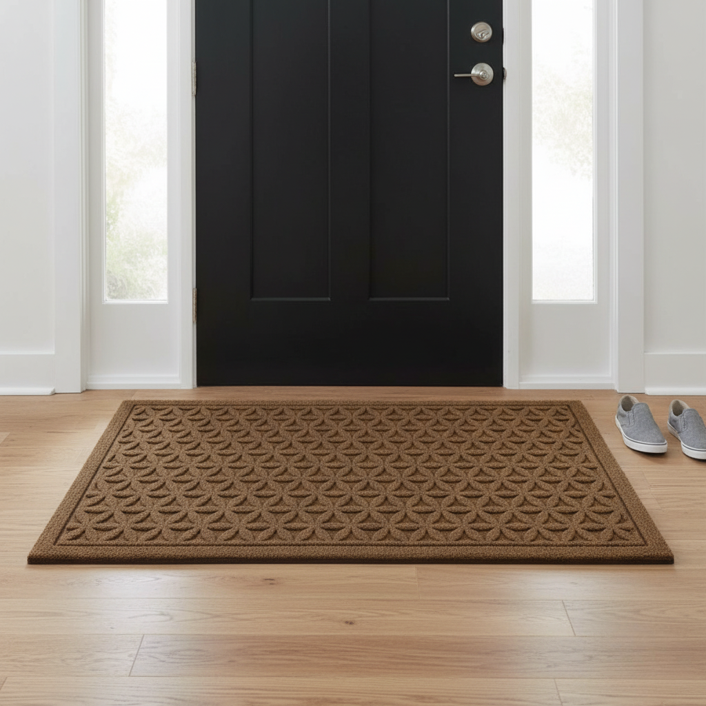 Wavecrest Entrance Mat – Outdoor Indoor Door Mat Rubber Backed Polyester Textured Non Slip Entryway